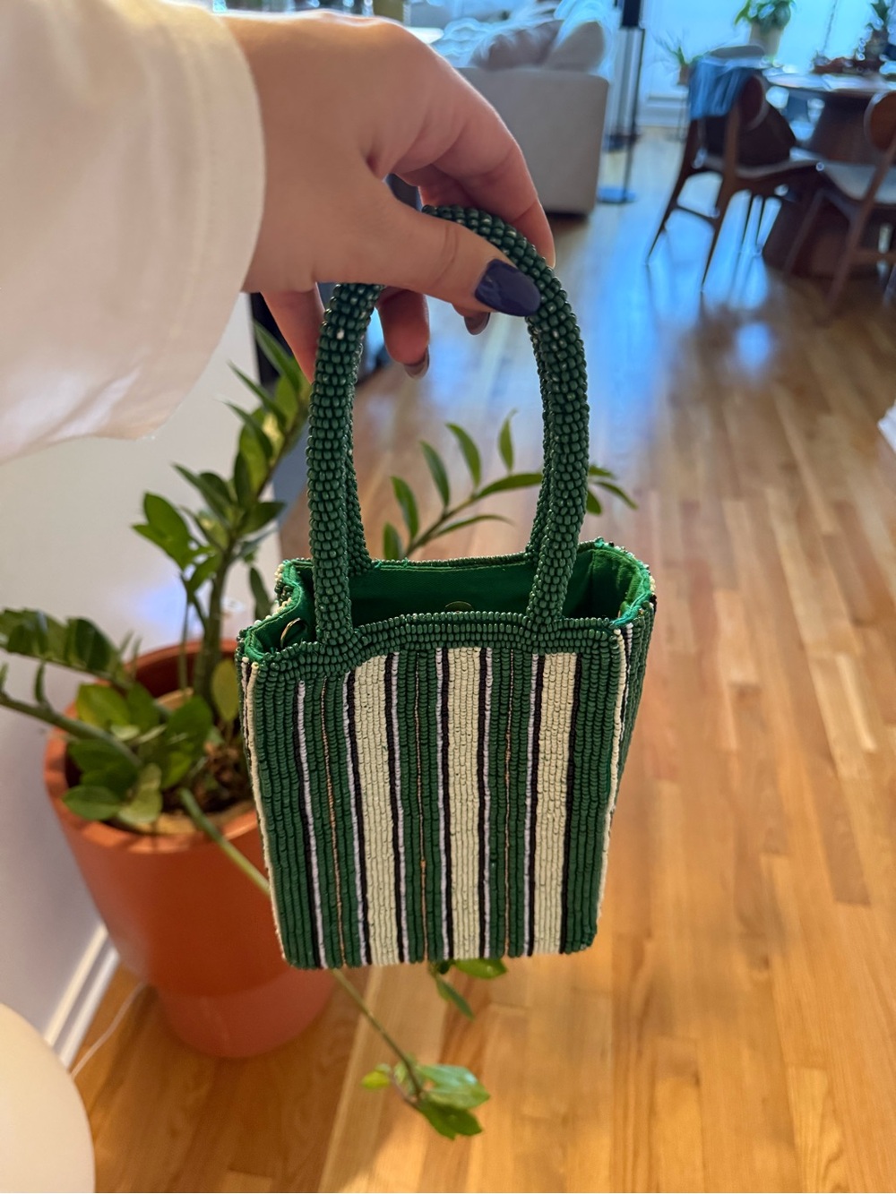 Anthropologie Small Beaded Tote Bag